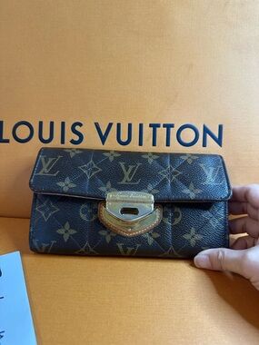 Louis Vuitton Monogram Quilted Wallet Clutch in Brown and Gold